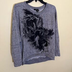 DKNT Jeans Gray Floral Sweatshirt Size Small